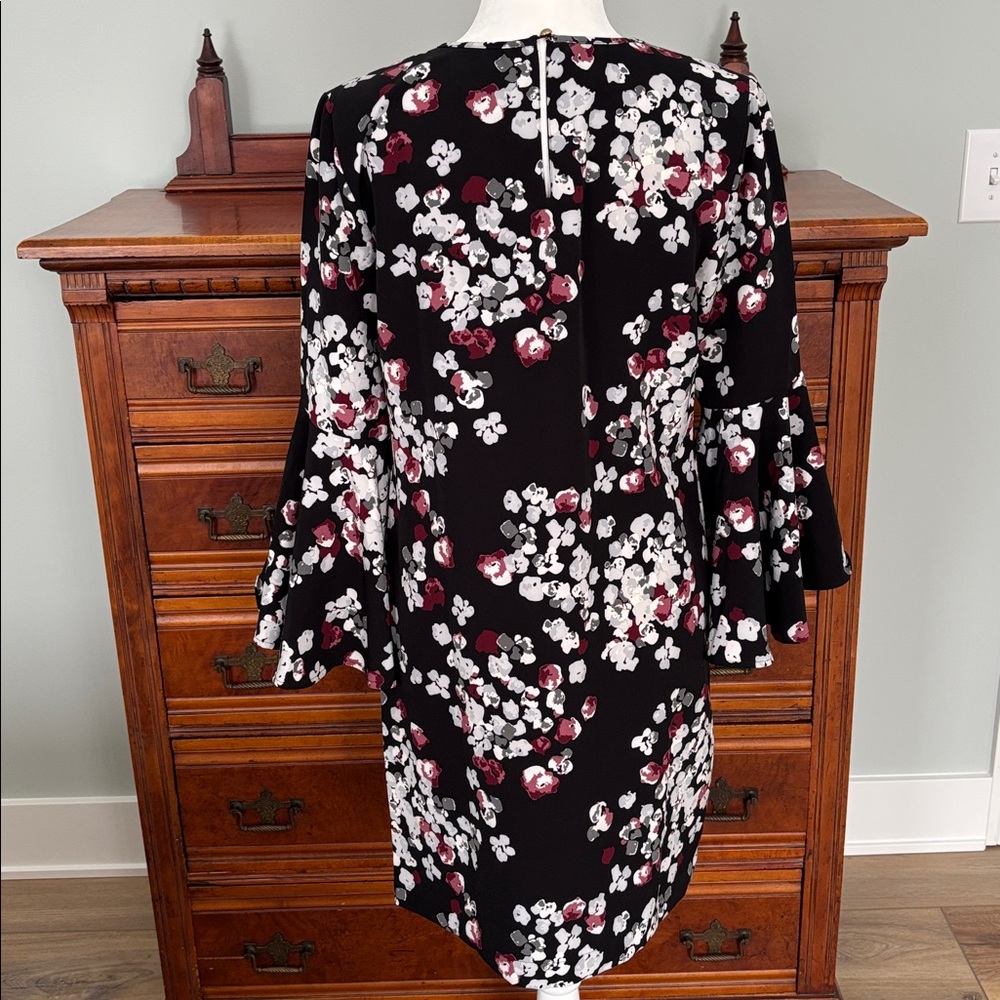 Mud Pie Brooks Bell Sleeve Black Floral Pull Over Dress SZ S Boho Sophistication - Picture 7 of 11